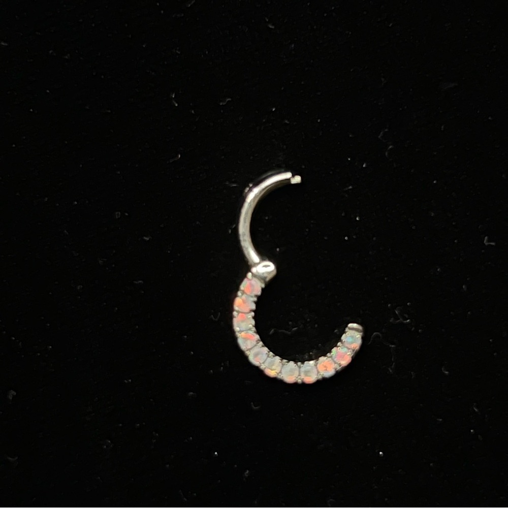 Maria Tash - White Gold Opal Horizontal Eternity Hoop Earring - Single - Picture 6 of 7
